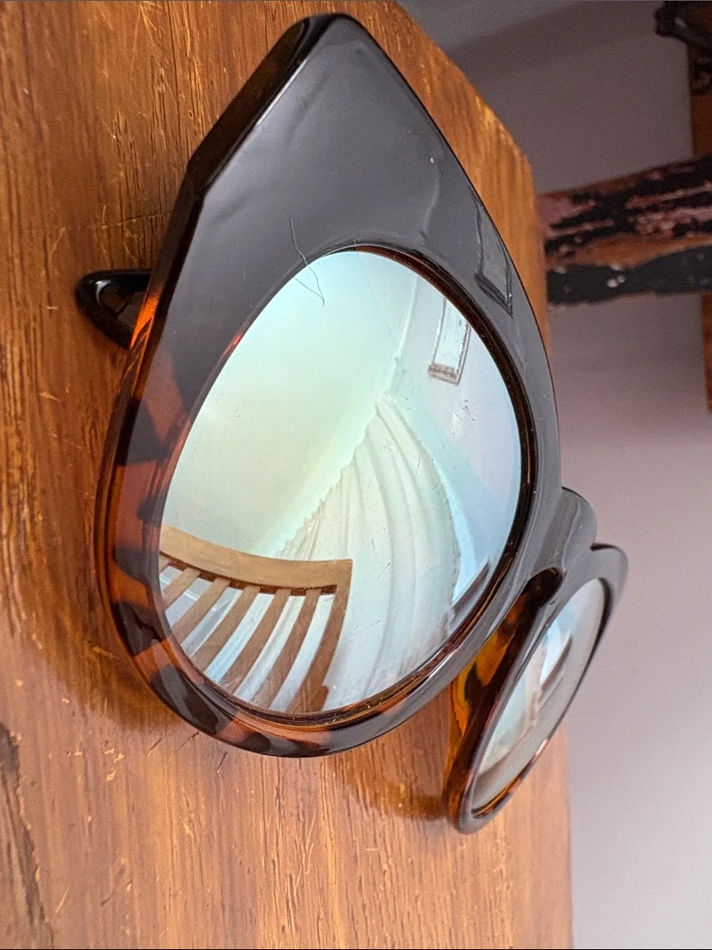 Tortoiseshell Cat-Eye Sunglasses -  Yellow Mirror Lenses